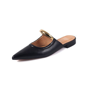 Sandales plates décontractées coréennes en cuir à bout pointu, respirantes et antidérapantes, à lacets - Product Image 3