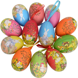 ไข่อีสเตอร์สำหรับตกแต่ง,ไข่แขวนตกแต่งบ้านสไตล์วินเทจมีสีสันอุปกรณ์ของชำร่วยงานเลี้ยงวันหยุด - Product Image 1