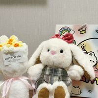 Boneka Kelinci Plaid, Mainan Penghilang Stres, DIY, Bahan Polyester Isi Kapas PP, Hadiah Ulang Tahun Anak, Hadiah untuk Wanita
