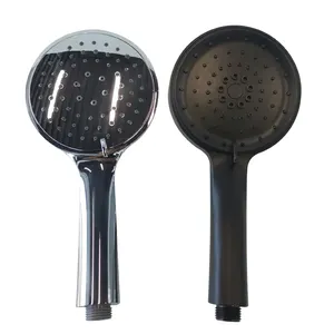 Round ABS Black Shower Head 5 Functions Rainfall Flow Hand Bath Shower Head For Water Saving