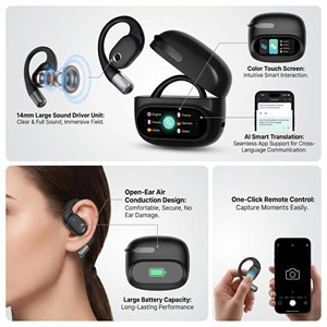 Display a Colori con Traduzione AI in Tempo Reale per 144 <span class=keywords><strong>Lingue</strong></span>, Chiamate HD 5.4, LED 5.4, Impermeabile IPX5, Lunga Durata della Batteria, Touch Screen - Product Image 2