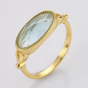 SS222 Oval Aquamarine aytaşı 925 gümüş söz yüzüğü Rhodochrosite altın yüzük takı - Product Image 3
