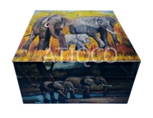 Boîte de rangement en bois ATIQCO avec couvercle, finition peinte, organisateur moderne pour table, avec ruban à mesurer intégré - Product Image 4