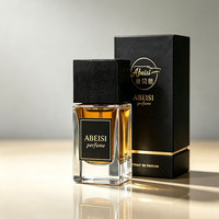 Flacon de parfum carré transparent personnalisé de 50 ml avec pompe vaporisateur et boîte d'emballage sérigraphiée