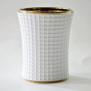 6 pezzi Bianco Reticolo di Disegno Placcatura In Oro Ceramica <span class=keywords><strong>Accessori</strong></span> Per il <span class=keywords><strong>Bagno</strong></span> <span class=keywords><strong>Set</strong></span> per la Toletta - Product Image 6