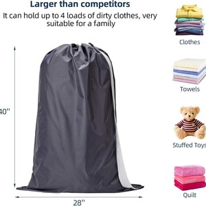 Borsa <span class=keywords><strong>per</strong></span> Bucato in Nylon Resistente con Cinghie, Organizzatore <span class=keywords><strong>per</strong></span> Vestiti Sporchi Lavabile con Chiusura a Coulisse - Product Image 5