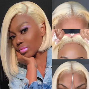 Prix de gros logo personnalisé 100 perruques frontales en cheveux humains vierges perruques bob soyeuses et droites pour femmes noires bob - Product Image 5