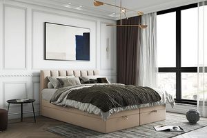 <span class=keywords><strong>Lit</strong></span> moderne avec sommier tapissier en velours, <span class=keywords><strong>rangement</strong></span> sous le <span class=keywords><strong>lit</strong></span>, vérin à gaz, capitonnage en velours / Bois / Éponge / Base à ressorts ensachés - Product Image 3