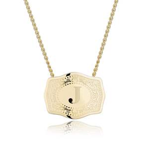 สร้อยคอพร้อมจี้ตัวอักษรสีทอง14K ดีไซน์สร้างสรรค์แฟชั่นใหม่พร้อมหัวเข็มขัดนูนยาว - Product Image 6