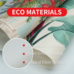 Papier peint mural floral et oiseaux effet vieilli, fond turquoise vieilli avec oiseaux exotiques et fleurs pour la décoration de salle à manger et de salon - Product Image 6