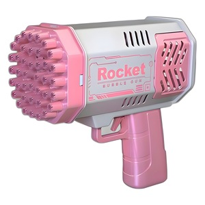 Net Red Super Large Máquina automática de burbujas de mano Lanzacohetes de 69 agujeros con luz Gatling Juguete para niños Hecho de plástico - Product Image 5
