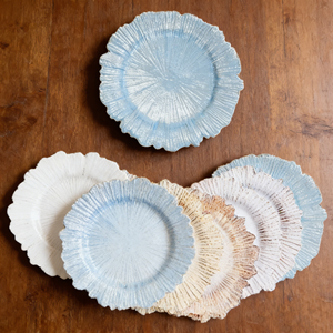 Assiettes rondes décoratives pour mariage et réceptions, en plastique or rose, style récif, avec perles, pour hôtels, déjeuner et dîner - Product Image 1