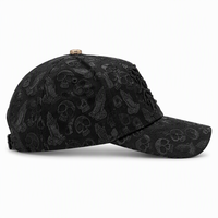 Casquettes d'Halloween doublées de satin, casquettes de baseball personnalisées, casquettes Gorras avec logo 3D brodé, casquettes Baez, casquettes à 5 panneaux en suède avec strass et motif barbe