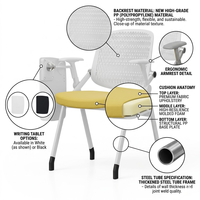 Chaise de conférence pliable avec accoudoir pivotant, dossier en maille, structure métallique - Pliable, empilable, avec roulettes pour bureaux/salles de formation