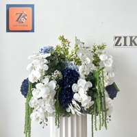 Rangkaian Bunga Hydrangea Biru Mewah Buatan Tangan dari Sutra Imitasi, Dekorasi Meja Pernikahan, Pesta Kebun Luar Ruangan
