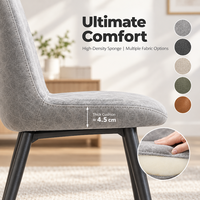 Chaise de salle à manger moderne en tissu texturé, dossier enveloppant imperméable, assise confortable pour l'hôtellerie, les intérieurs d'appartements et les écoles