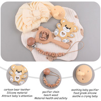 Nouveaux produits pour bébé dessin animé ours gomme créative bébé hêtre sucette chaîne ours tête bascule cloche six pièces ensemble