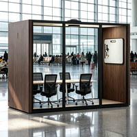 Cabine de conférence acoustique moderne en aluminium pour 6 personnes, grande capacité, haute isolation phonique STC, pour immeubles de bureaux et hôtels