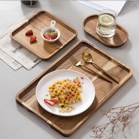 Assiette à dessert rectangulaire en bois classique, écologique, faite à la main, durable, pour les fêtes, option de logo personnalisé, vente en gros disponible
