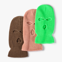 Gorro de punto de tres agujas de moda para comercio exterior, de Spandex/Poliéster, tipo pasamontañas, para ciclismo, resistente al frío, con logo bordado, unisex, para exteriores.