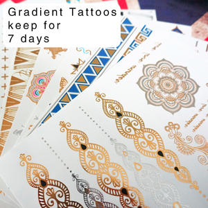 Autocollants de <span class=keywords><strong>tatouage</strong></span> temporaire en argent et or, art corporel métallique pour enfants et femmes, tatouages flash dorés par transfert d'eau - Product Image 5