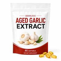 Complément d'ail vieilli sans odeur OEM 7500mg, capsules molles d'extrait d'ail vieilli pour le soutien cardiaque et immunitaire