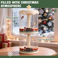 Boîte de rangement rotative pour poupées, cadeau de Noël 2026, boîte de présentation empilable en plastique transparent pour figurines, décoration de Noël