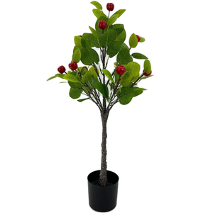 Piante verdi PE piccole artificiali Multi frutta rossa piante in vaso con foglie di eucalipto casa soggiorno decorazione Hotel ufficio - Product Image 5