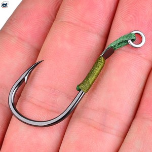 10 pièces/sac Hameçons jumeaux assistés 16 #   17 #   18 #   19 #   20 #   Hameçons de pêche en eau salée avec double hameçon assisté et ligne tressée en PE, capacité 59-110 LB - Product Image 3