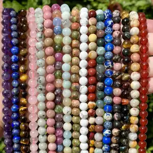 Wholesale 4mm/6mm/8mm/10mm Lapis Lazuli Rose Quartz Amethyst Natural Stone Loose Beads For Bracelets Necklace Jewelry Making