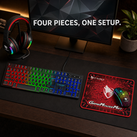 Ensemble de jeu 4 en 1, clavier filaire, souris, casque, tapis de souris, 104 touches, DPI réglable, RGB, 4 langues, pour PC portable, vente en gros TF810