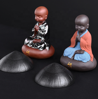 8.7*13cm décor à la maison Aquarium réservoir de poissons ornements heureux Statue moine ancienne Sculpture en céramique thé animal de compagnie souriant bébé bouddha
