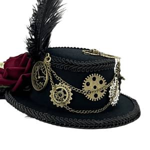 هالوين ستيمبانك والعتاد ريشة شبكة الظلام زهرة تأثيري قبعة هالوين أغطية الرأس الزينة - Product Image 5