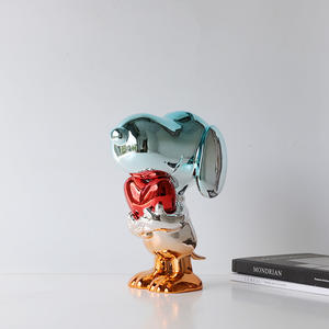 Bonita caricatura para adorno de amor tema TV película interior estatua dorada escultura <span class=keywords><strong>Snoopy</strong></span> para Artes Pop hogar artesanía de resina - Product Image 5