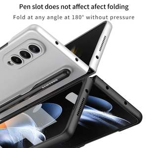 Funda creativa sólida mate para teléfono PC para Samsung para <span class=keywords><strong>Galaxy</strong></span> <span class=keywords><strong>Z</strong></span> <span class=keywords><strong>Fold</strong></span> <span class=keywords><strong>4</strong></span>/5 Simple Business gris verde a prueba de golpes característica portalápices - Product Image 4