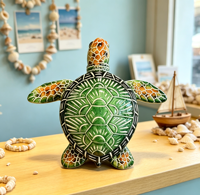 Sculpture de tortue de mer en résine personnalisée, figurine de tortue peinte à la main multicolore, décoration de table nautique, souvenir touristique