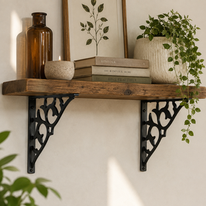 SHUBHAM Black Decorative Metal <b>Shelf</b> Bracket Wall Mount <b>Rack</b> Support for Kitchen Bathroom Living Room - Product Image 6