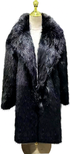 Manteau long en fausse fourrure de renard pour homme, épais, imprimé animal, col rabattu, manches classiques, trench-coat d'hiver - Product Image 3
