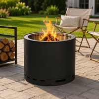 Brasero de camping sans fumée de 19 pouces, poêle à bois d'extérieur avec grilles BBQ pour jardin et terrasse
