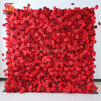 Mur de fleurs lisse pour toile de fond de mariage, 3D 5D, 8ft x 8ft, en soie rose, panneau décoratif en rouleau pour événements et fêtes