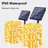 Guirlandes solaires, petites, étanches pour l'extérieur, lot de 2, 60 LED, 21,33 pieds, 8 modes d'éclairage, décoration de jardin, de cour, de véranda, de mariage, de fête