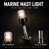 DAMAVO IP67 12-24V Balise lumineuse de mât en acier inoxydable 316 pour bateaux marins, voiliers, yachts et ponts de bateaux de pêche