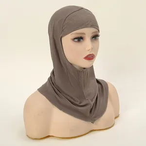 Grosir topi jilbab Dalaman wanita Muslim, jilbab Dalaman ukuran besar warna polos