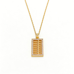 Trendy Abacus Pendant Necklace 18K Gold Plated Alloy Cubic Zirconia <b>Chain</b> Jewelry Unisex Everyday Wear - Product Image 5