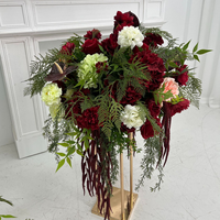 Arrangement floral moderne de haute qualité en soie rouge bordeaux 60 cm pour centre de table de mariage et scène de réception