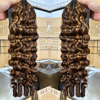 Extensions de cheveux humains bouclés bruts birmans en gros, pré-bouclées, avec nœuds miracle # Couleur piano P4/27 pour femmes noires