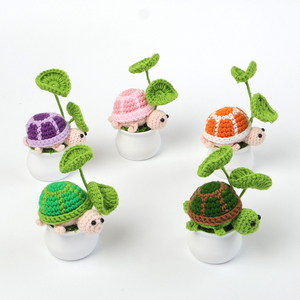 Handmade Mini Vui Rùa Trang Trí Crochet Sợi Đồ Chơi Sang Trọng Chậu Cây Dễ Thương Đại Dương Phim Hoạt Hình Động Vật Máy Tính Để Bàn Nghệ Thuật Xe Trang Trí Nguồn Cung Cấp - Product Image 1