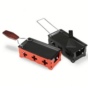 Ensemble de raclette à fromage portable avec plaque de cuisson rotative en métal antiadhésive, réchaud pliable et spatule pour dîner aux chandelles - Product Image 1