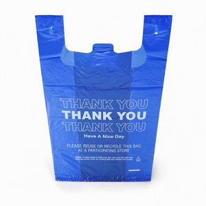 Bolsa de Plástico Tipo Camiseta para Compras, con Impresión Personalizada de 'Gracias' <span class=keywords><strong>y</strong></span> 'Que Tenga un Buen Día', para Restaurantes <span class=keywords><strong>y</strong></span> Comida para Llevar, Precio Económico al por Mayor - Product Image 4