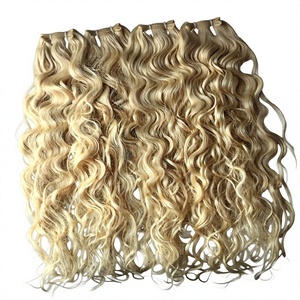 Extensions de cheveux humains indiens en lots avec closure, tissage de luxe à double trame, toutes couleurs disponibles, blond naturel Remy vierge - Product Image 2